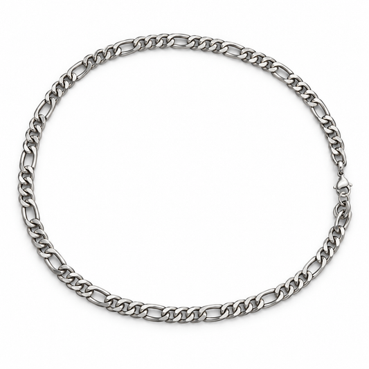 Colar masculino Myssac Atlas Figaro em aço inoxidável prateado