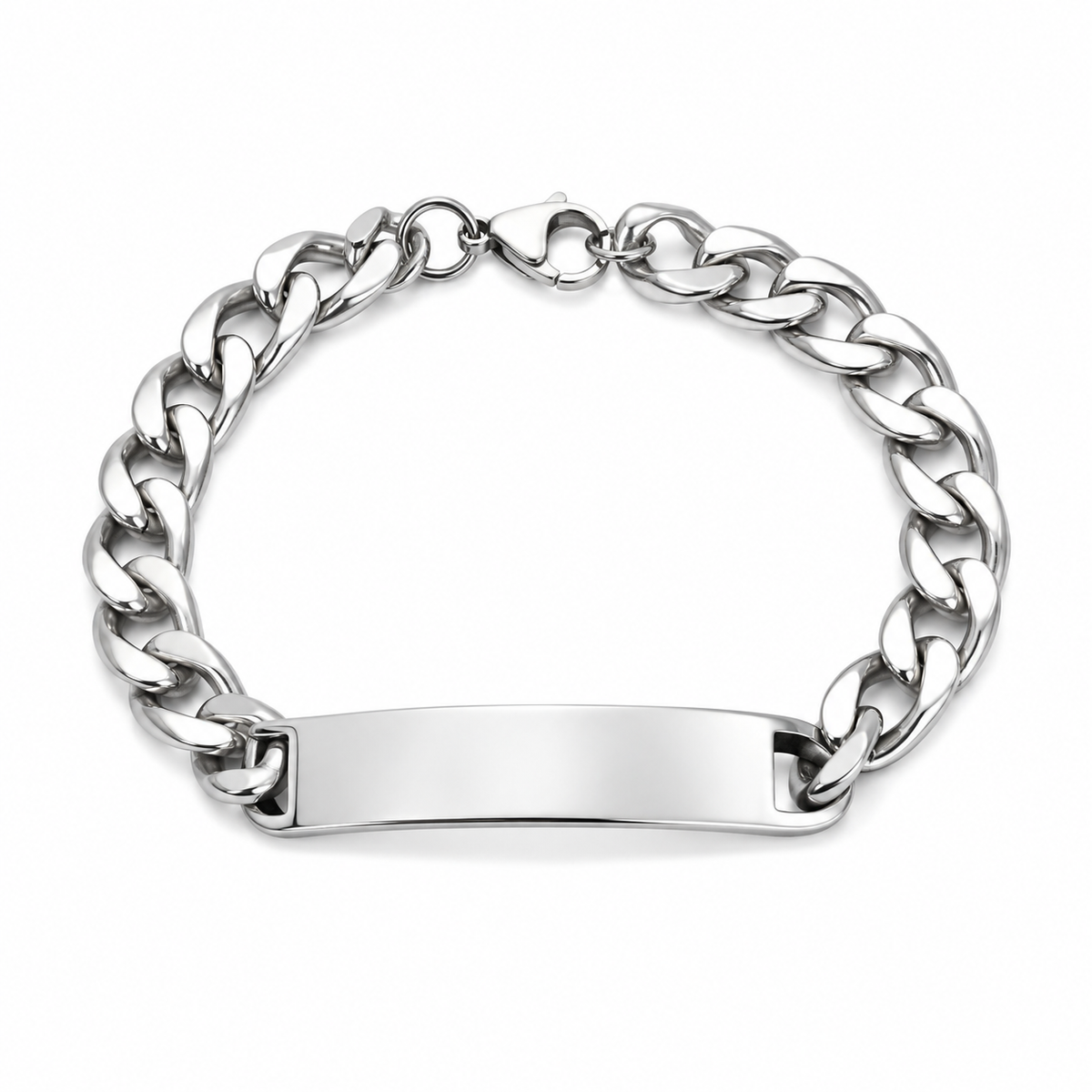 Pulseira masculina Myssac Titan em aço inoxidável prateado