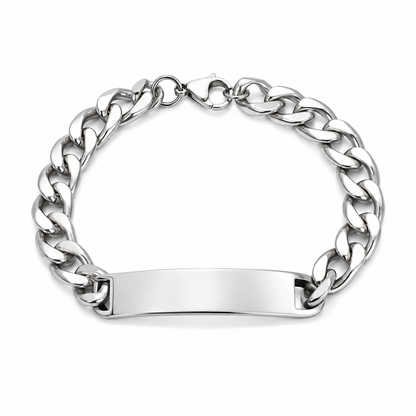 Pulseira masculina Myssac Titan em aço inoxidável prateado