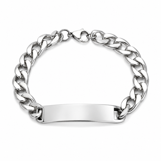 Pulseira masculina Myssac Titan em aço inoxidável prateado