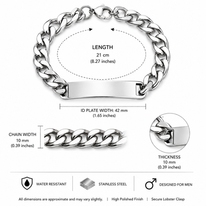 Medidas da pulseira: 21 cm de comprimento e 8 mm de espessura